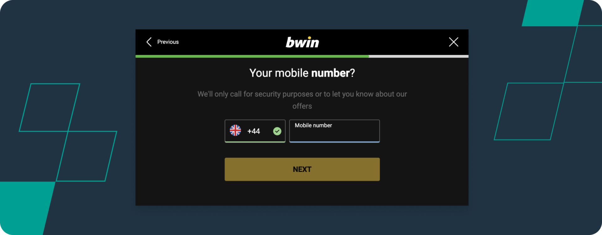 bwin Registration Screenshot