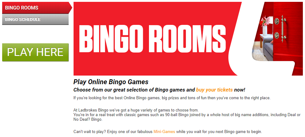 screenshot of Ladbrokes online bingo rooms