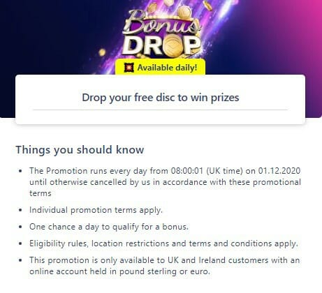 William Hill Bonus Drop Screenshot