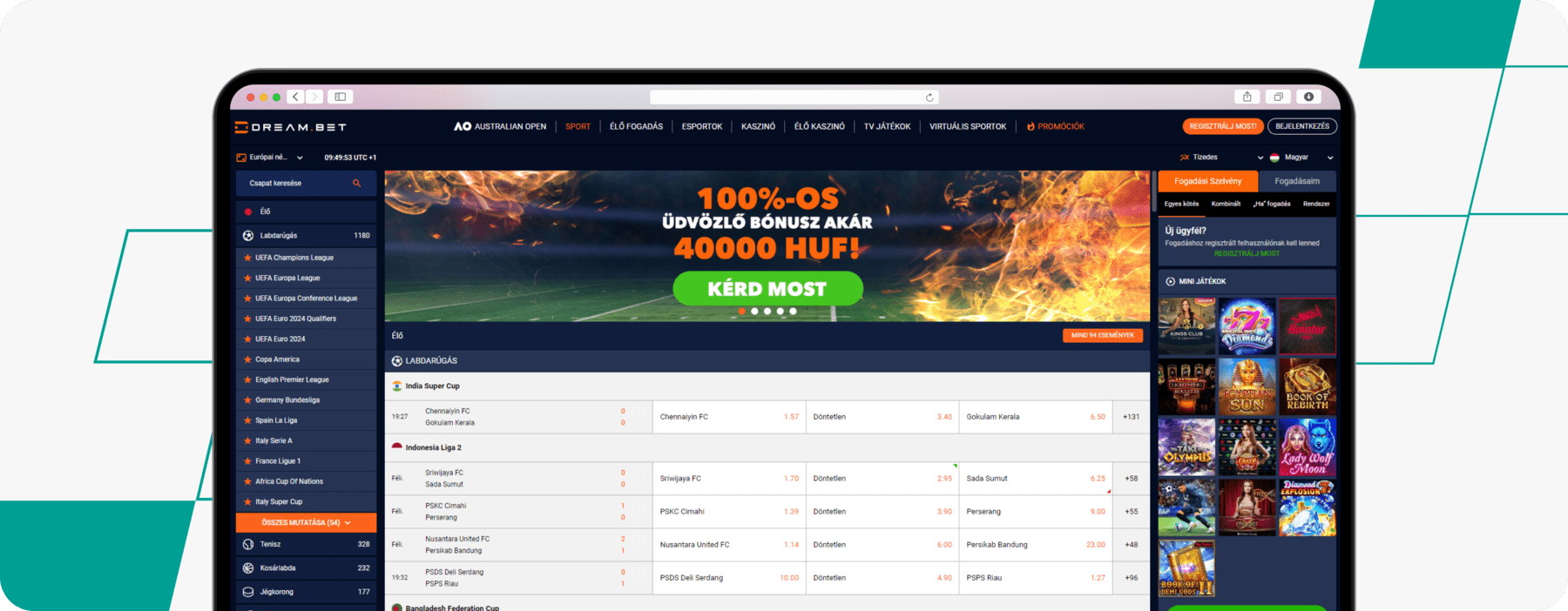 dreambet hungary homepage screenshot