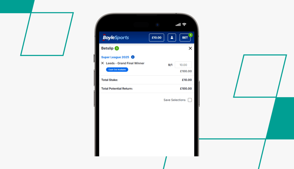 screenshot of boylesports' bet slip