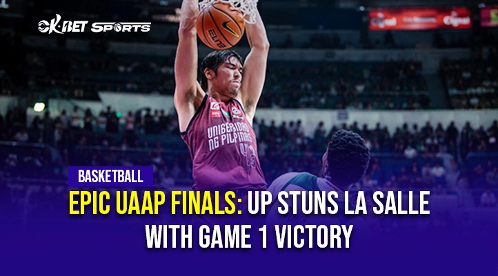 UAAP FINALS a man dunking a basketball with overlay text